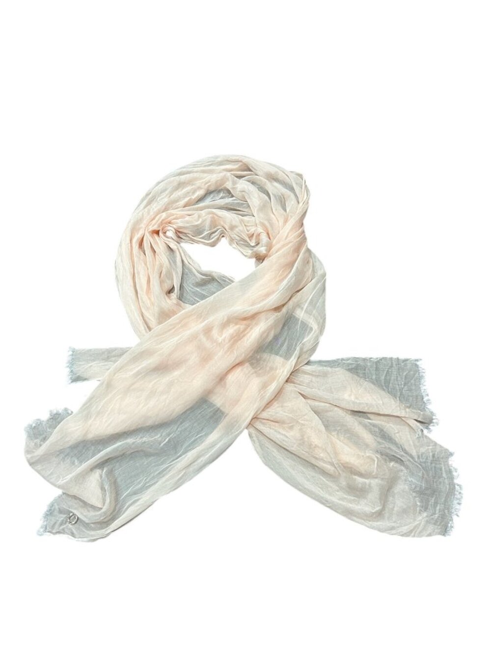 Calvin Klein One Size Beige Gray Rayon Scarf Fringe Minimalist Clean Girl Neutra